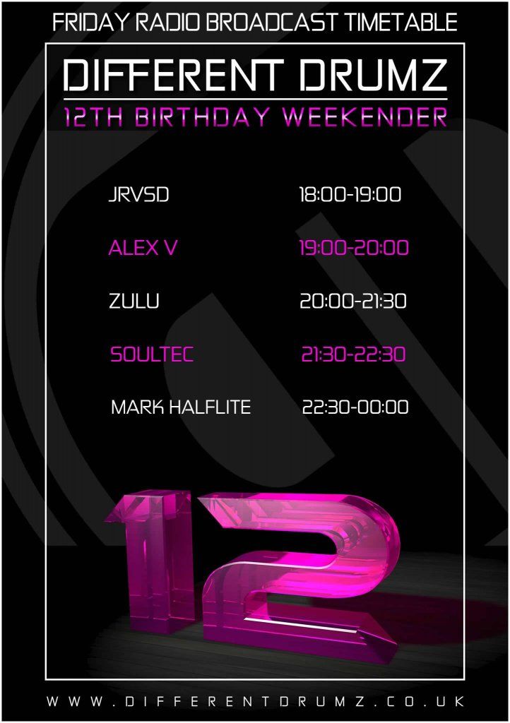 Different Drumz 12th Birthday Timetable - Friday