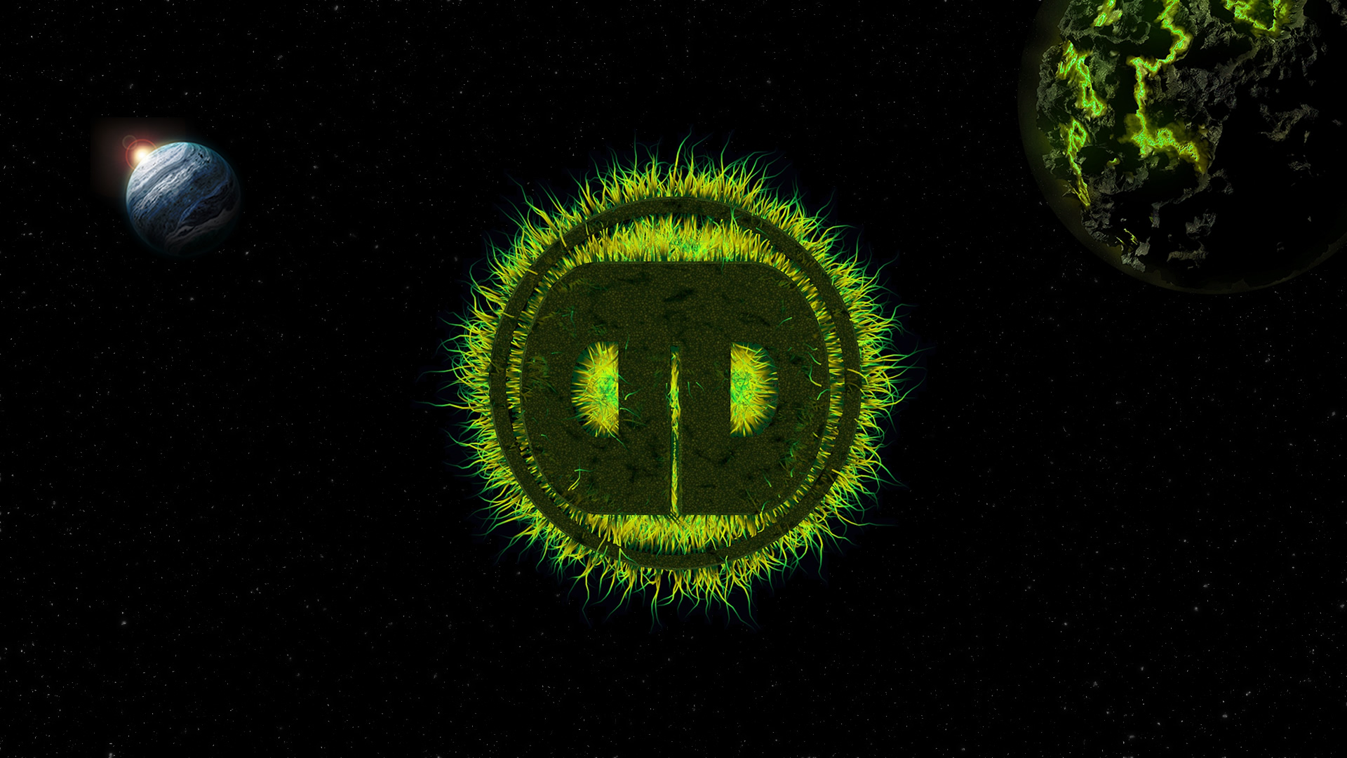 Different Drumz Wallpaper - Green Space Monster Logo